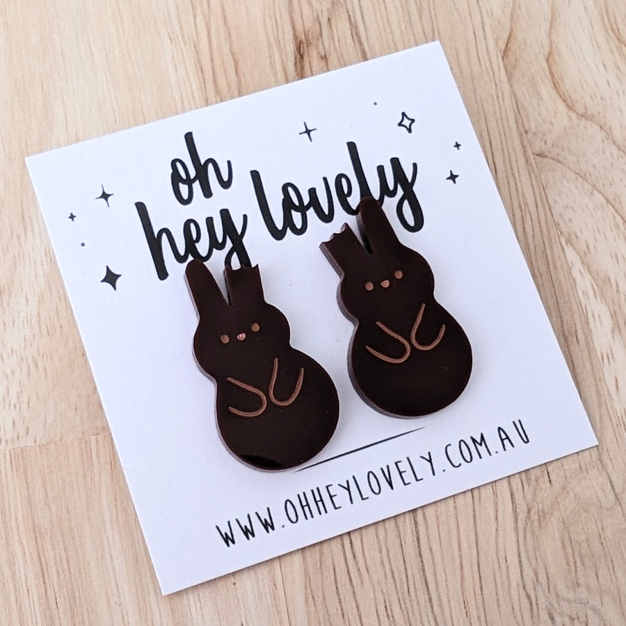 'Chocolate Bunny' Statement Stud Earrings