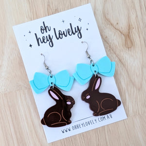 'Chocolate Bunny Bow' Dangle Earrings