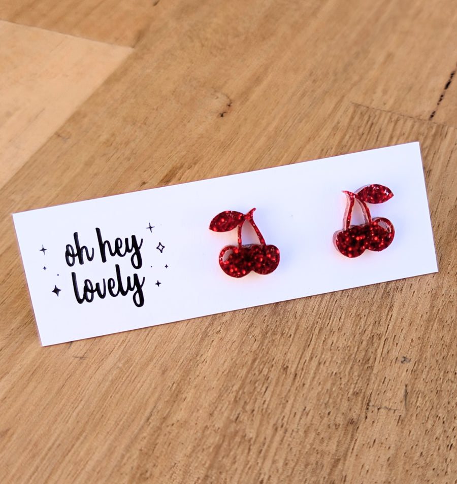 'Sweet Cherry' Mini Stud Earrings